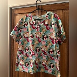 Christmas scrub top